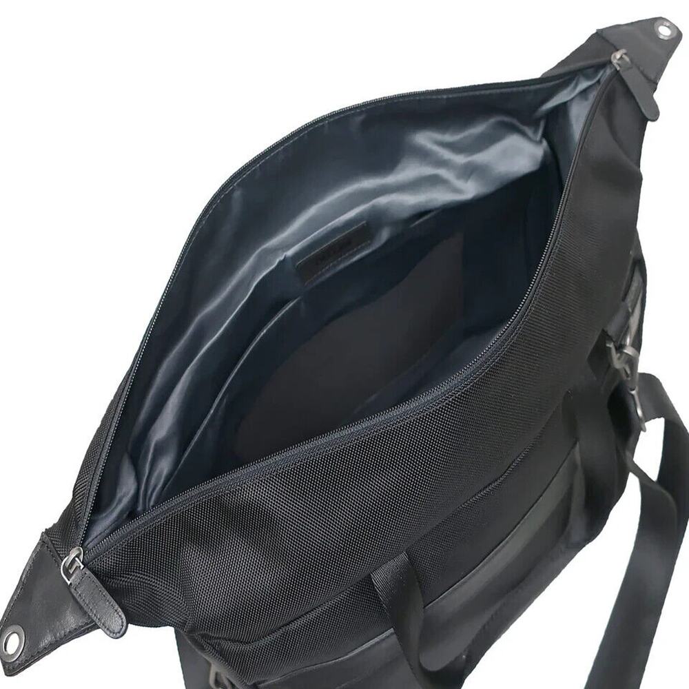 Boconi Ballistic Nylon Weekend Duffel Bag Nappa Leather Trim Black NWT $379 - Picture 5 of 15